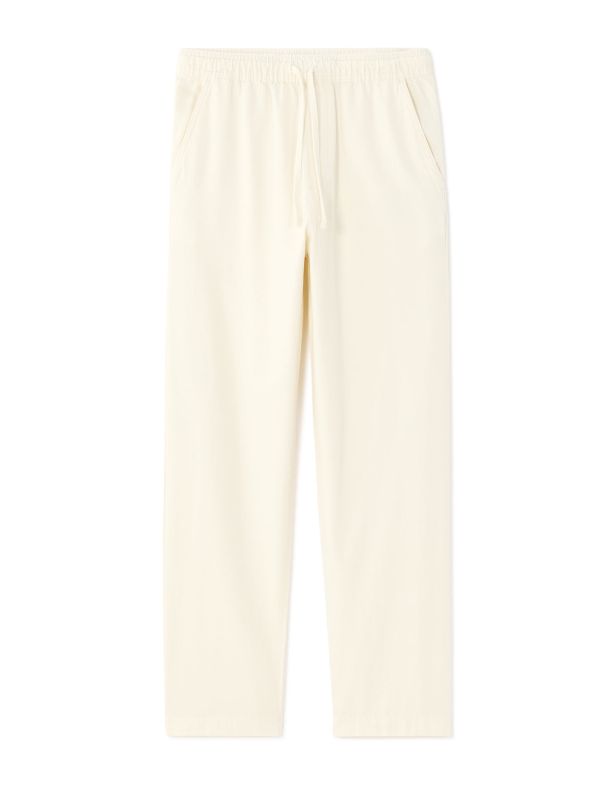 Loose Fit 100% Cotton Solid Casual Trouser - Off White