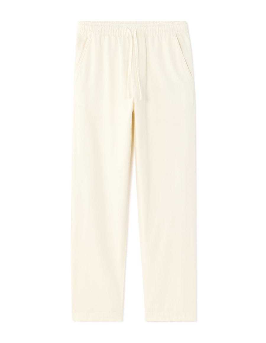 Loose Fit 100% Cotton Solid Casual Trouser - Off White
