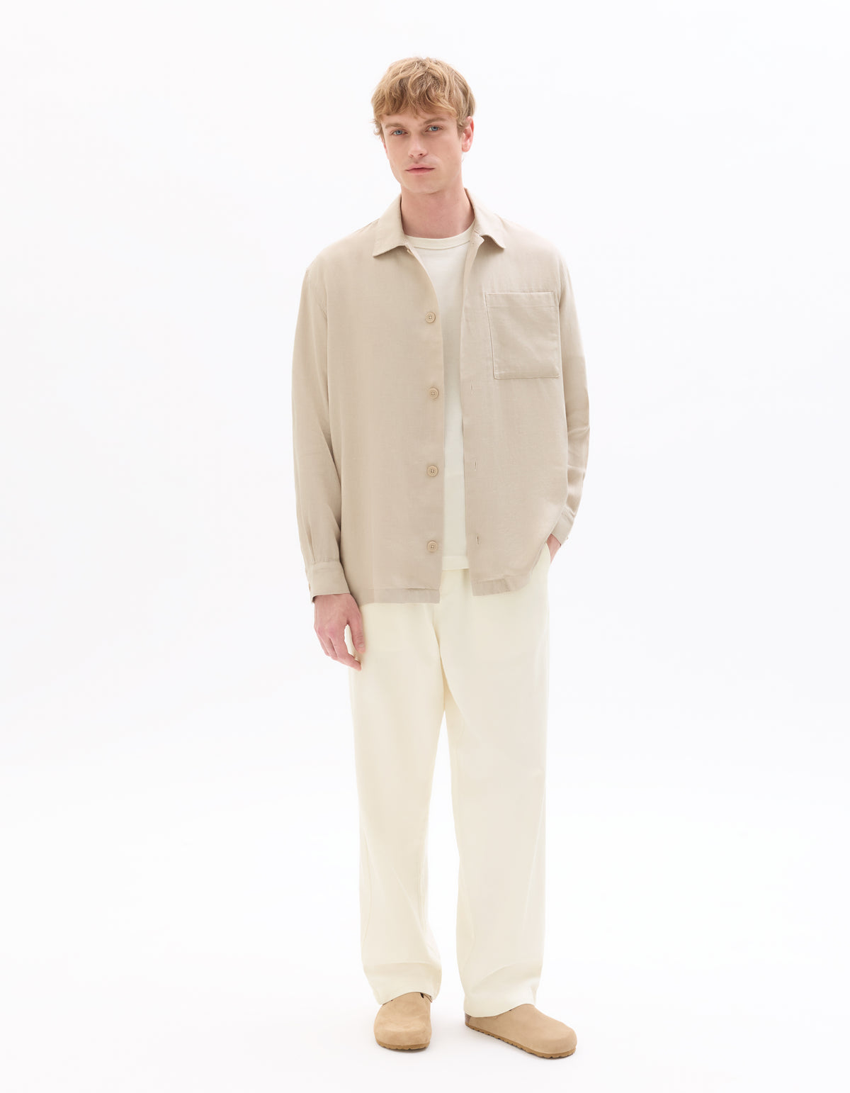 Loose Fit 100% Cotton Solid Casual Trouser - Off White