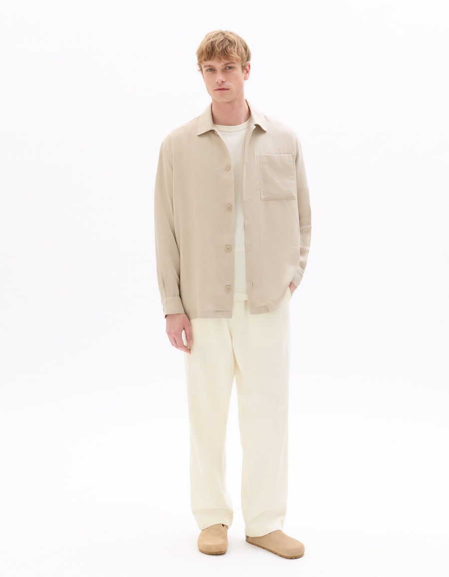 Loose Fit 100% Cotton Solid Casual Trouser - Off White