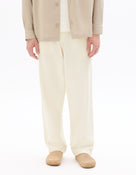 Loose Fit 100% Cotton Solid Casual Trouser - Off White
