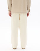 Loose Fit 100% Cotton Solid Casual Trouser - Off White