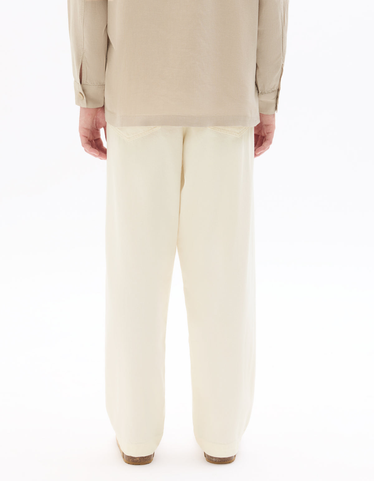 Loose Fit 100% Cotton Solid Casual Trouser - Off White