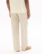 Straight Fit 100% Cotton Striped Casual Trouser - Beige