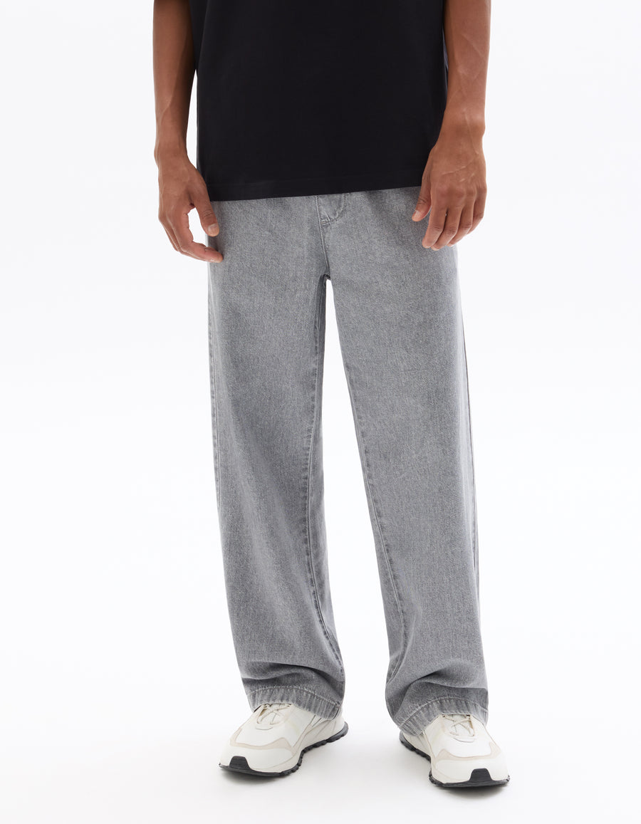 Regular Fit 100% Cotton Solid Casual Trouser - Grey
