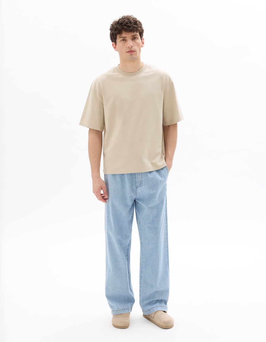 Regular Fit 100% Cotton Solid Casual Trouser - Blue