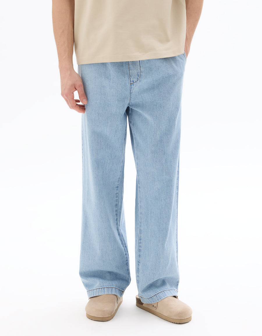 Regular Fit 100% Cotton Solid Casual Trouser - Blue