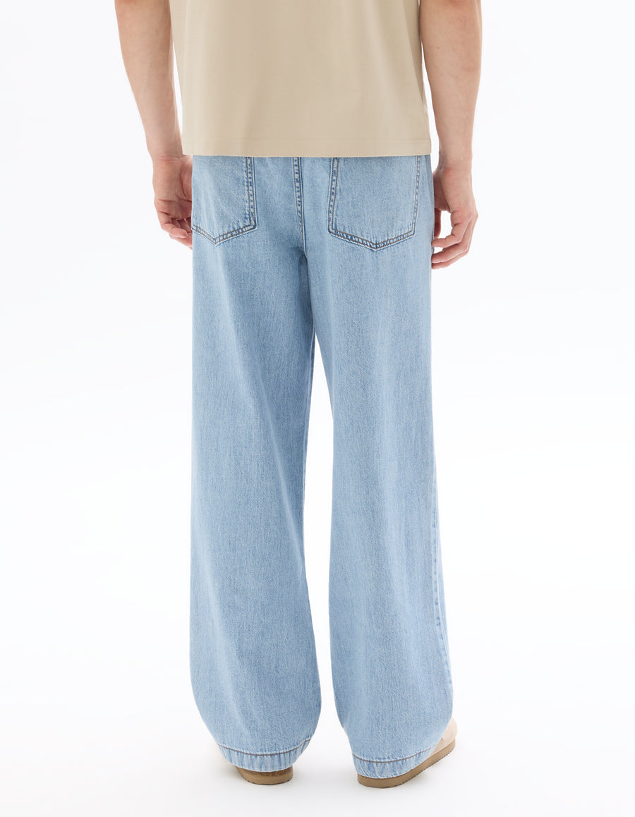 Regular Fit 100% Cotton Solid Casual Trouser - Blue