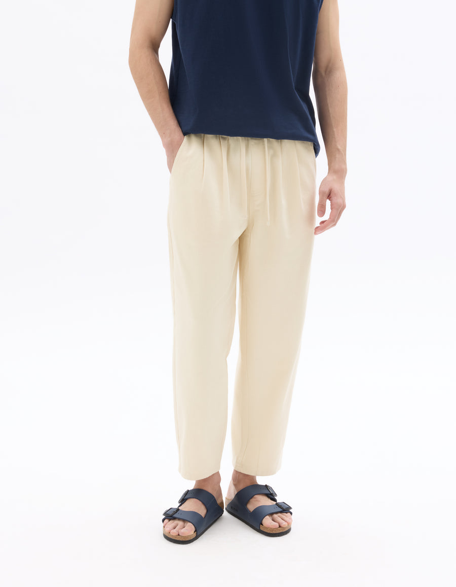 Relaxed Fit 100% Cotton Casual Trousers - White