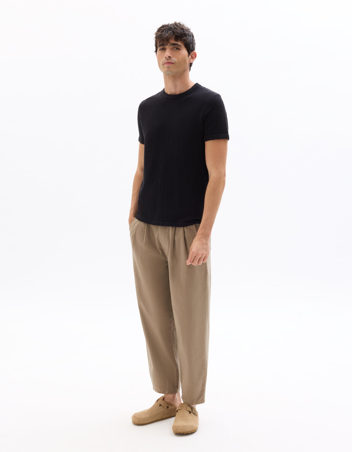 Relaxed Fit 100% Cotton Casual Trousers - Brown