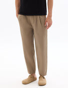 Relaxed Fit 100% Cotton Casual Trousers - Brown