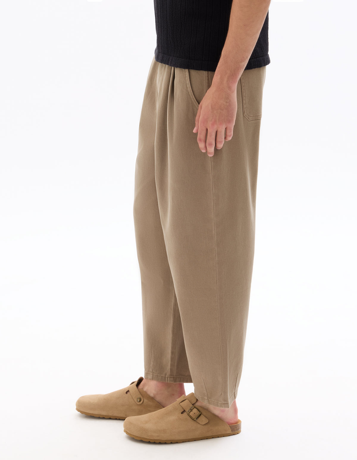 Relaxed Fit 100% Cotton Casual Trousers - Brown