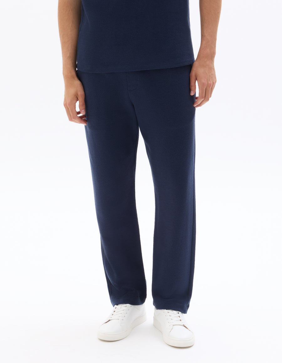 Relaxed Fit 100% Cotton Casual Trousers - Navy Blue