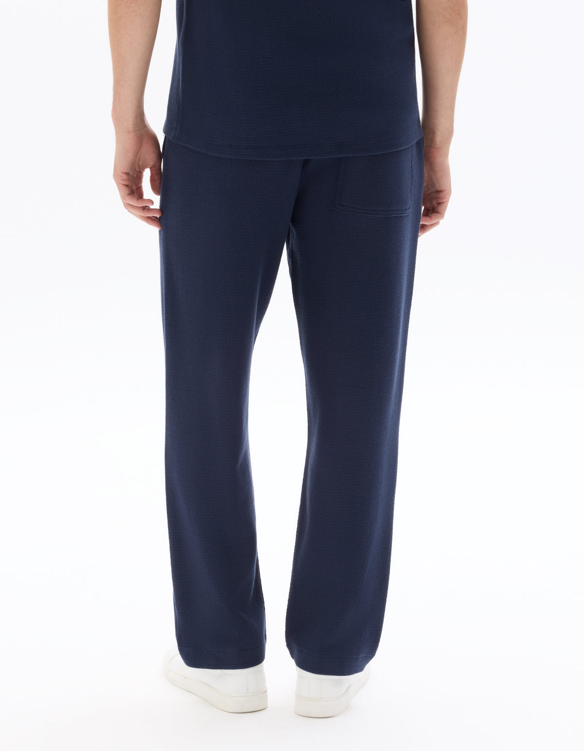 Relaxed Fit 100% Cotton Casual Trousers - Navy Blue