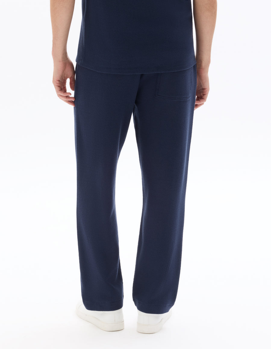 Relaxed Fit 100% Cotton Casual Trousers - Navy Blue