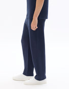 Relaxed Fit 100% Cotton Casual Trousers - Navy Blue
