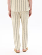 Relaxed Fit 100% Cotton Striped Casual Trousers - White