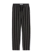 Relaxed Fit 100% Cotton Striped Casual Trousers - Black