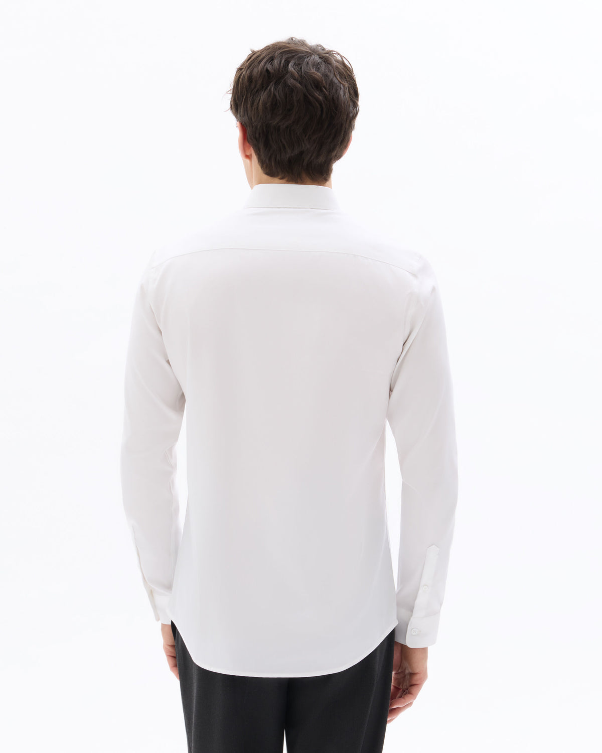 Slim Fit 100% Cotton Solid Spread Collar Shirts - White