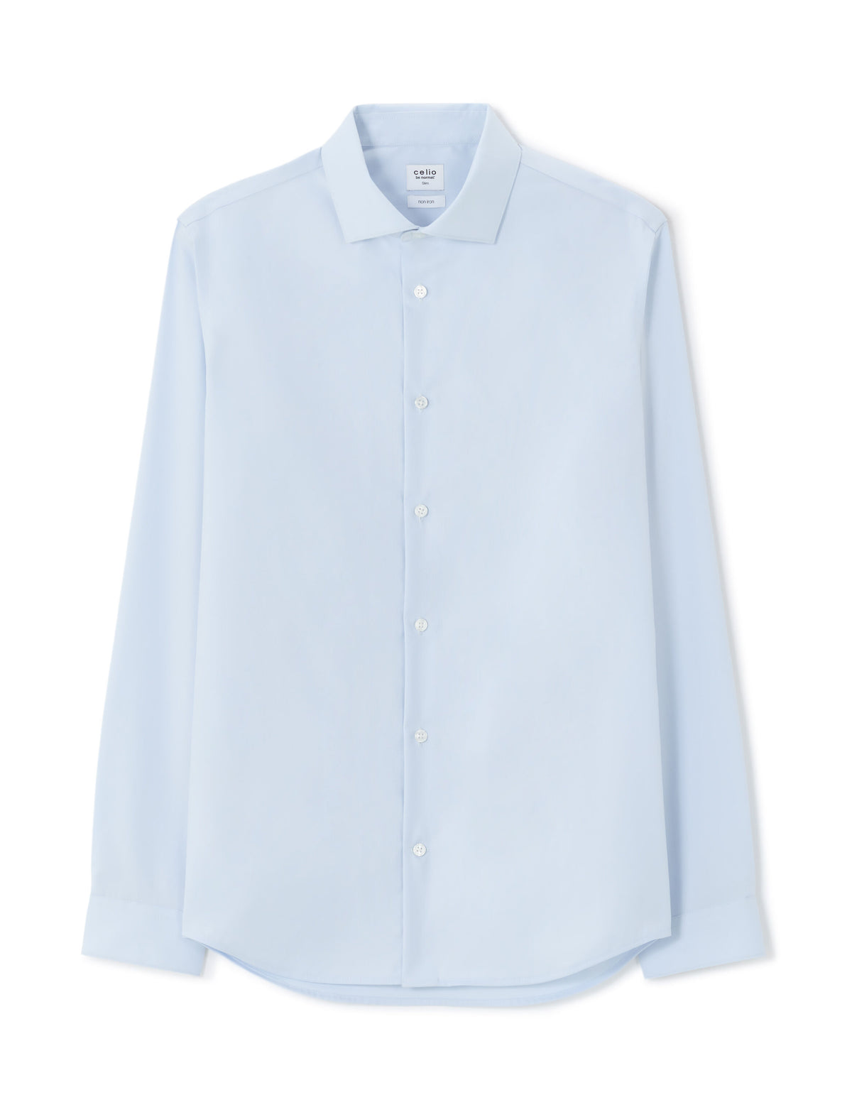 Slim Fit 100% Cotton Solid Spread Collar Shirts - Blue