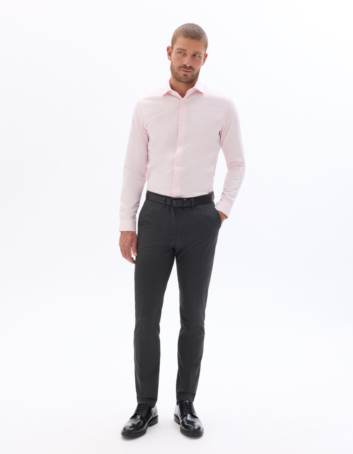 Slim Fit 100% Cotton Solid Spread Collar Shirts - Pink