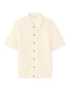 Regular Fit 100% Cotton Jacquard Polo Collar Shirt - Ecru
