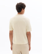 Regular Fit 100% Cotton Jacquard Polo Collar Shirt - Ecru