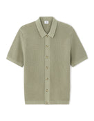 Regular Fit 100% Cotton Jacquard Polo Collar Shirt - Khaki