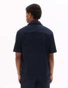 Overshirt Fit Polyester Textured Spread Collar Shirt - Navy Blue