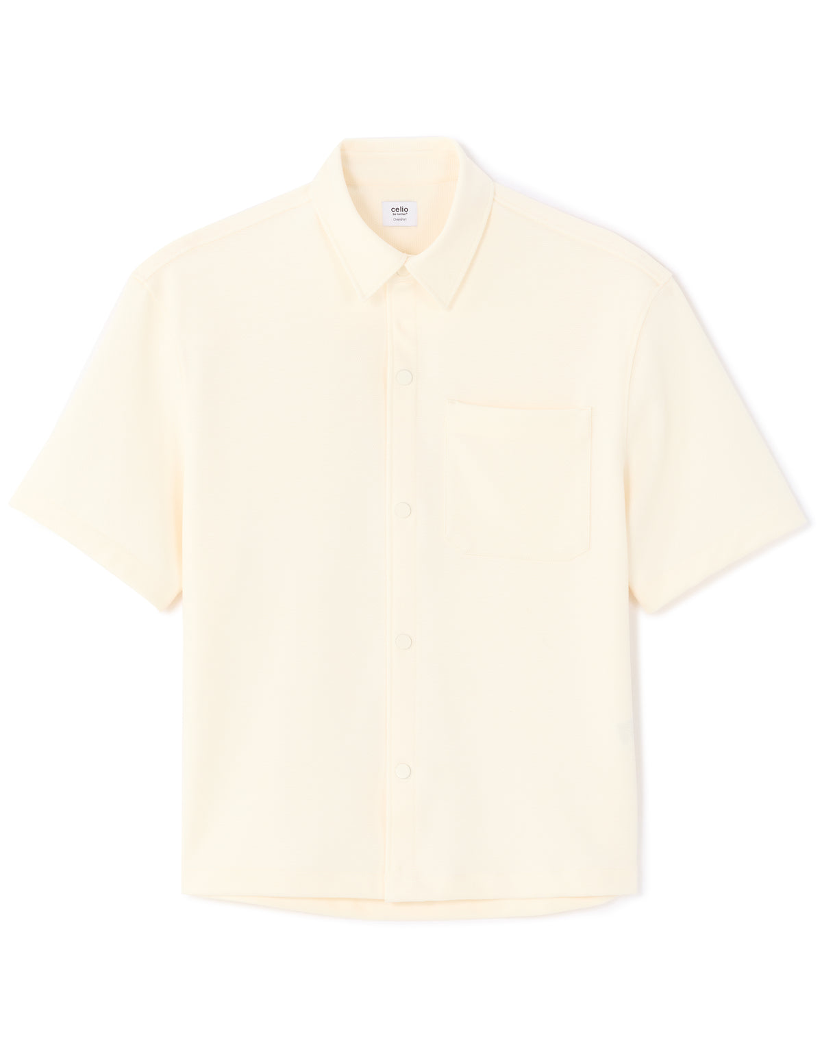 Overshirt Fit Polyester Textured Spread Collar Shirt - Beige