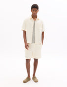 Overshirt Fit Polyester Textured Spread Collar Shirt - Beige