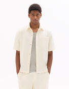 Overshirt Fit Polyester Textured Spread Collar Shirt - Beige