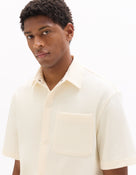 Overshirt Fit Polyester Textured Spread Collar Shirt - Beige