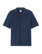 Relaxed Fit 100% Cotton Polo Collar Shirt - Navy Blue