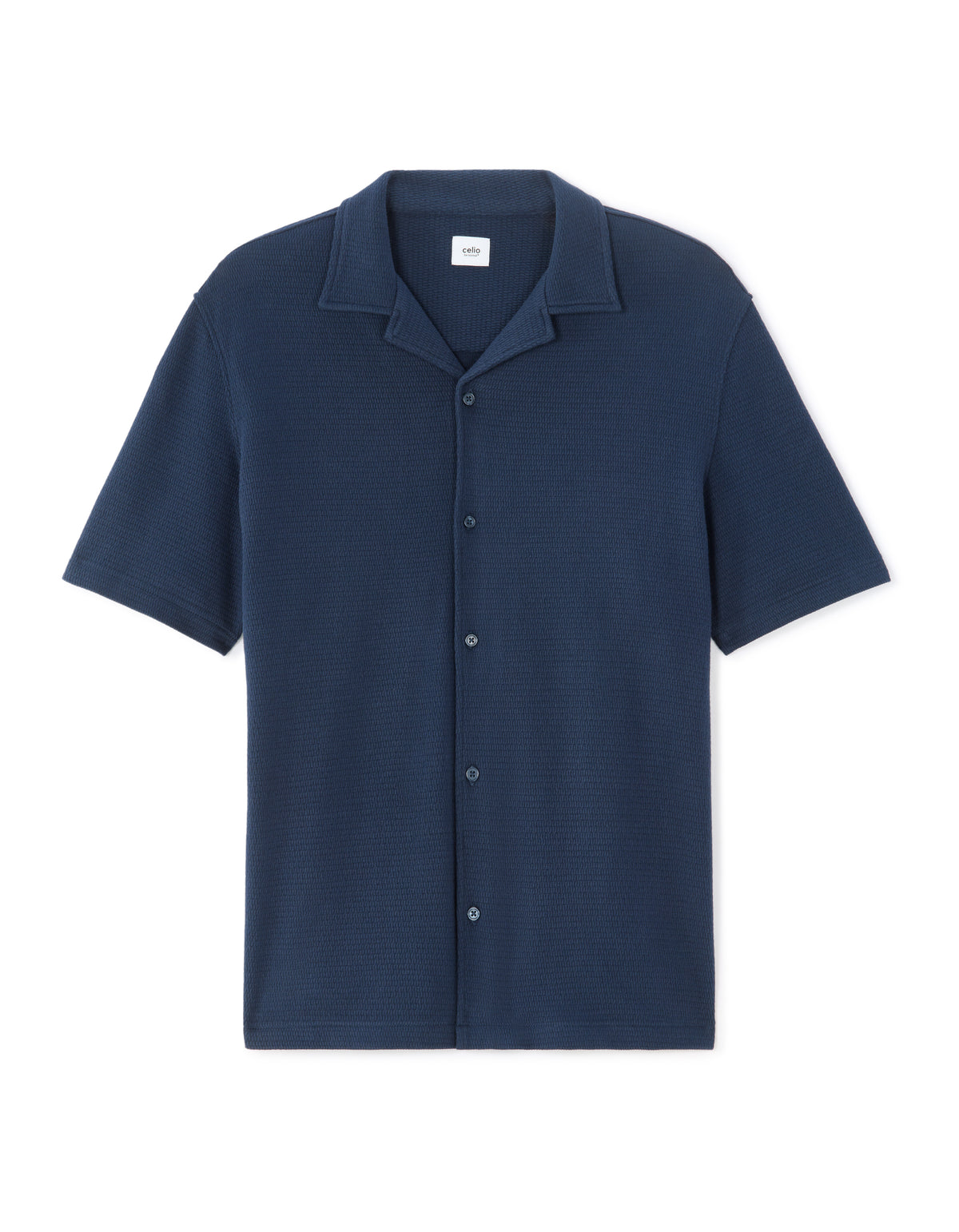 Relaxed Fit 100% Cotton Polo Collar Shirt - Navy Blue