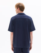 Relaxed Fit 100% Cotton Polo Collar Shirt - Navy Blue