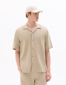 Relaxed Fit 100% Cotton Polo Collar Shirt - Brown