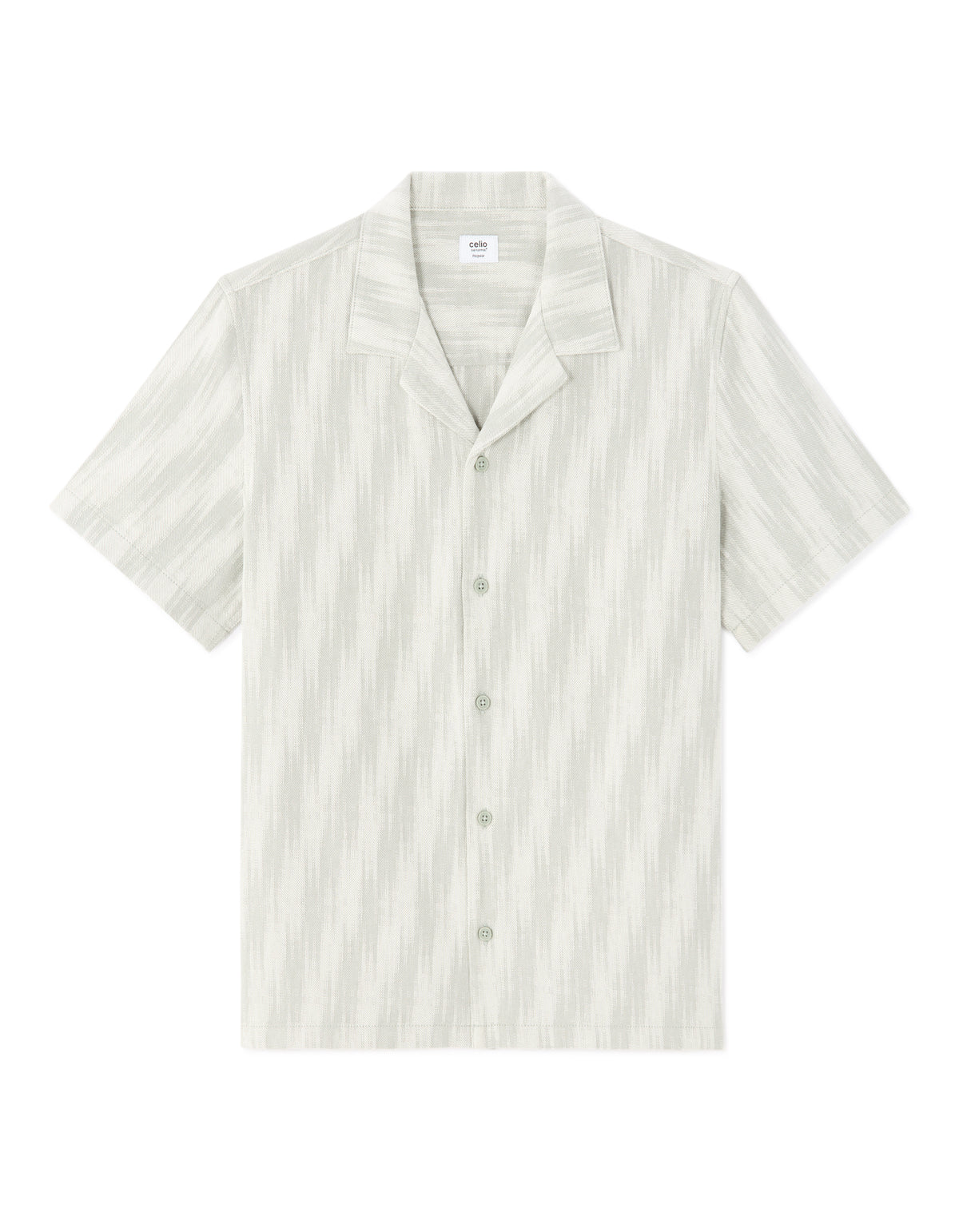 Regular Fit 100% Cotton Printed Polo Collar Shirt - Khaki