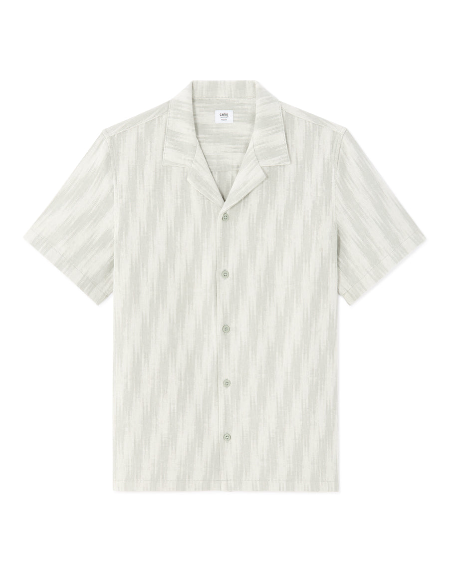 Regular Fit 100% Cotton Printed Polo Collar Shirt - Khaki