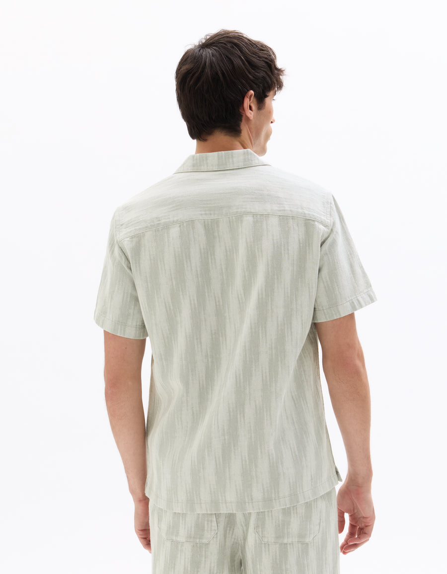 Regular Fit 100% Cotton Printed Polo Collar Shirt - Khaki