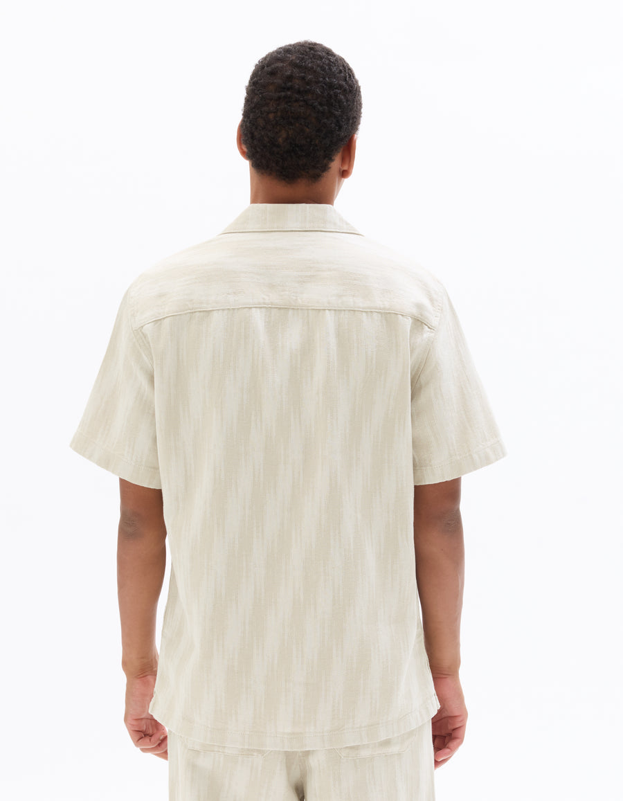 Regular Fit 100% Cotton Printed Polo Collar Shirt - Beige