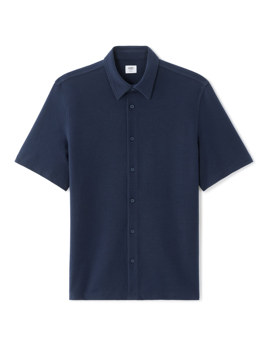 Relaxed Fit Polyester Shirt - Navy Blue