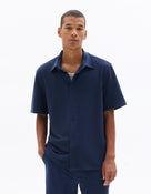 Relaxed Fit Polyester Shirt - Navy Blue