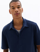 Relaxed Fit Polyester Shirt - Navy Blue