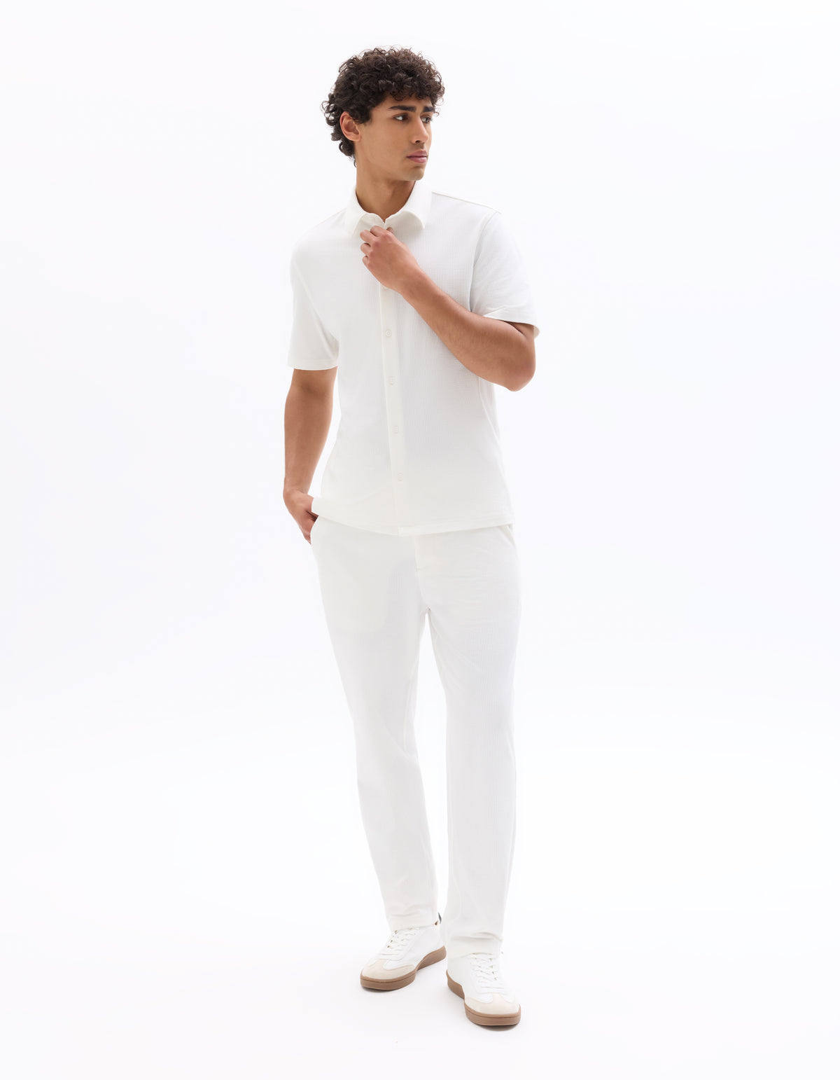 Relaxed Fit Polyester Shirt - White