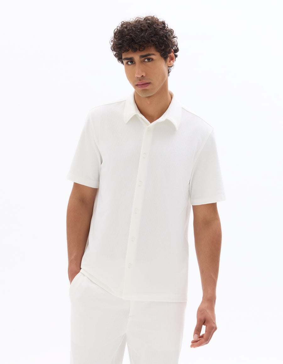 Relaxed Fit Polyester Shirt - White