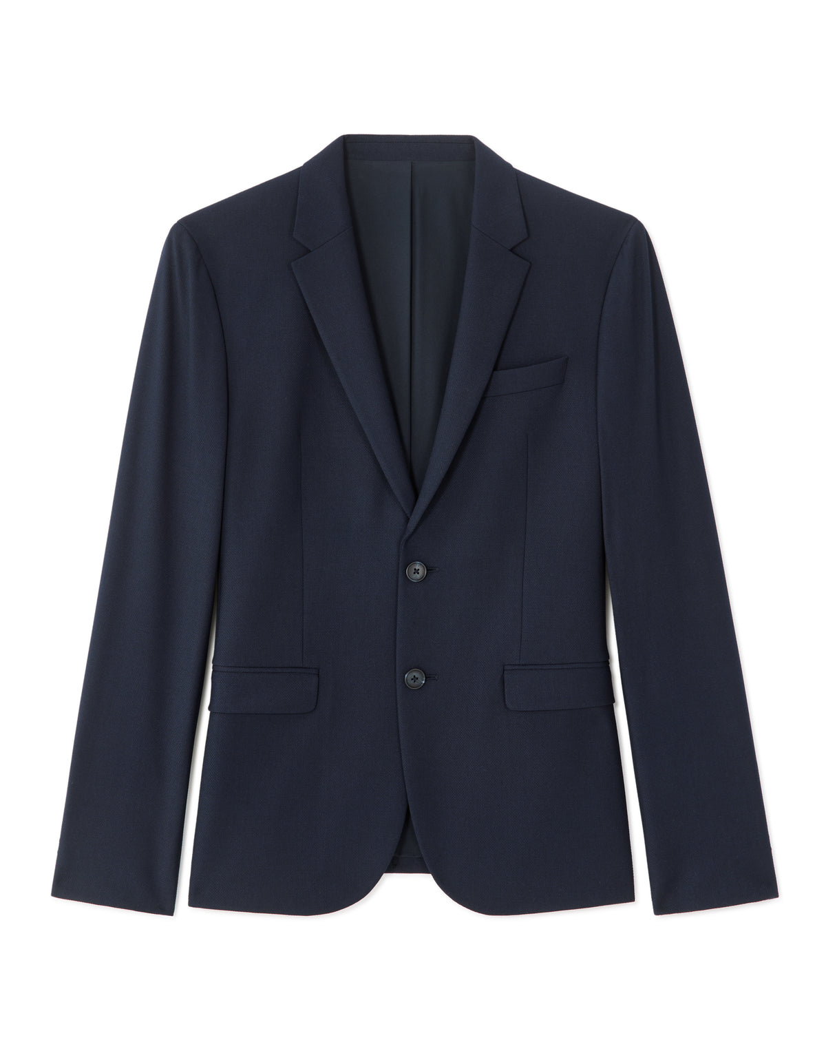 Slim Fit 100% Polyester Regular Collar Blazer - Navy Blue