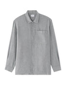 Straight Fit Viscose Linen Spread Collar Shirt - Grey