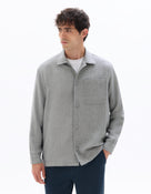 Straight Fit Viscose Linen Spread Collar Shirt - Grey