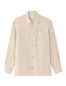 Straight Fit Viscose Linen Spread Collar Shirt - Beige